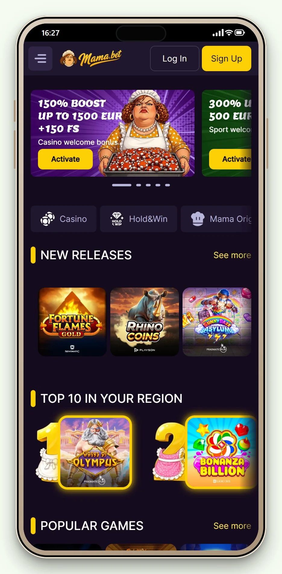 paynplay casino: de homepage van casino Mama.bet