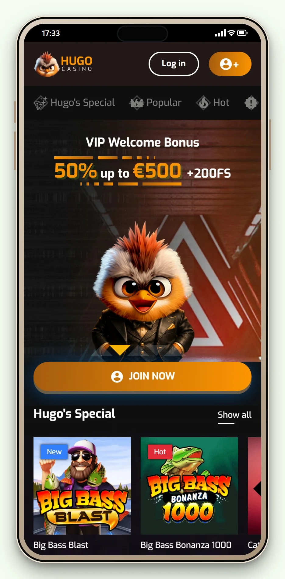 best pay n play casinos: the Hugo Casino casino lobby